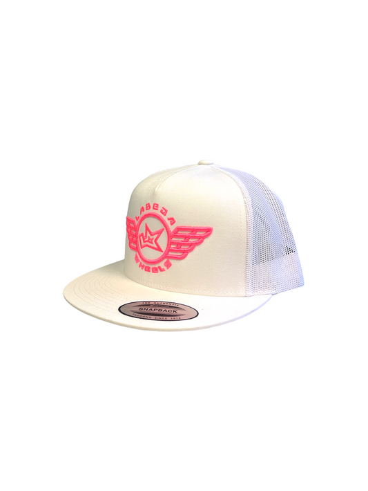 Flat Bill Hat – 5 Panel Classic Trucker Labeda Wings Pink