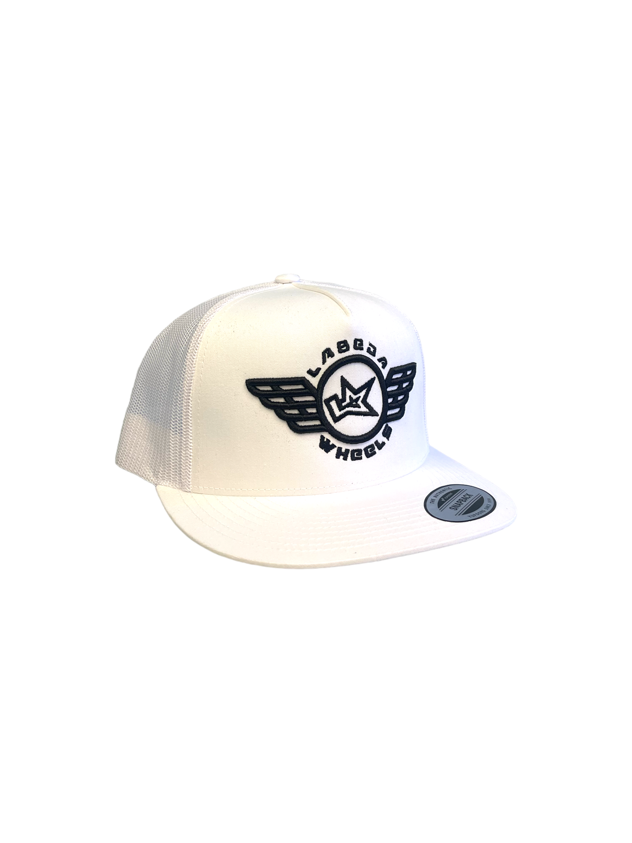 Flat Bill Hat – 5 Panel Classic Trucker Labeda Wings White