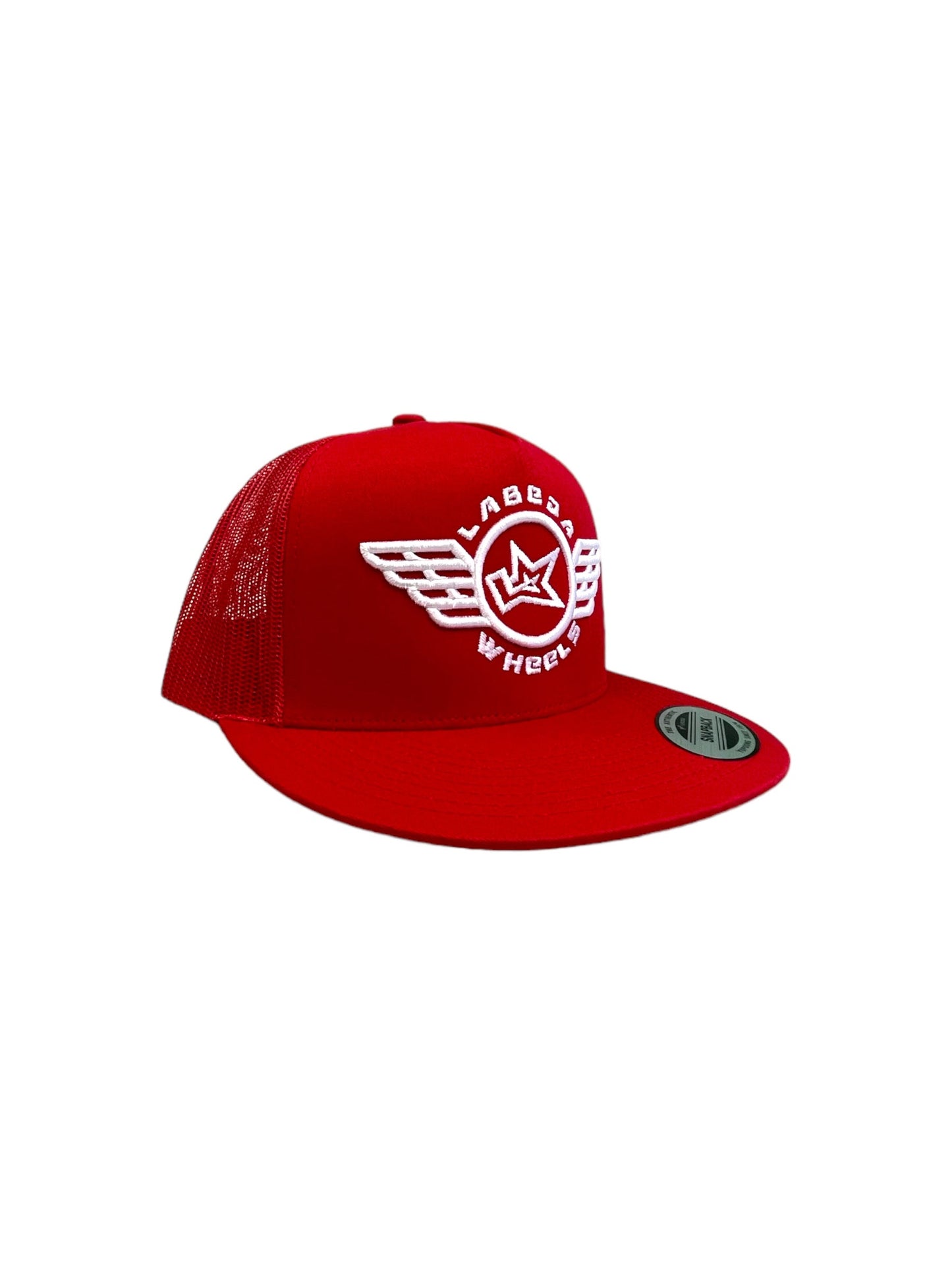 Flat Bill Hat – 5 Panel Classic Trucker Labeda Wings Red/White