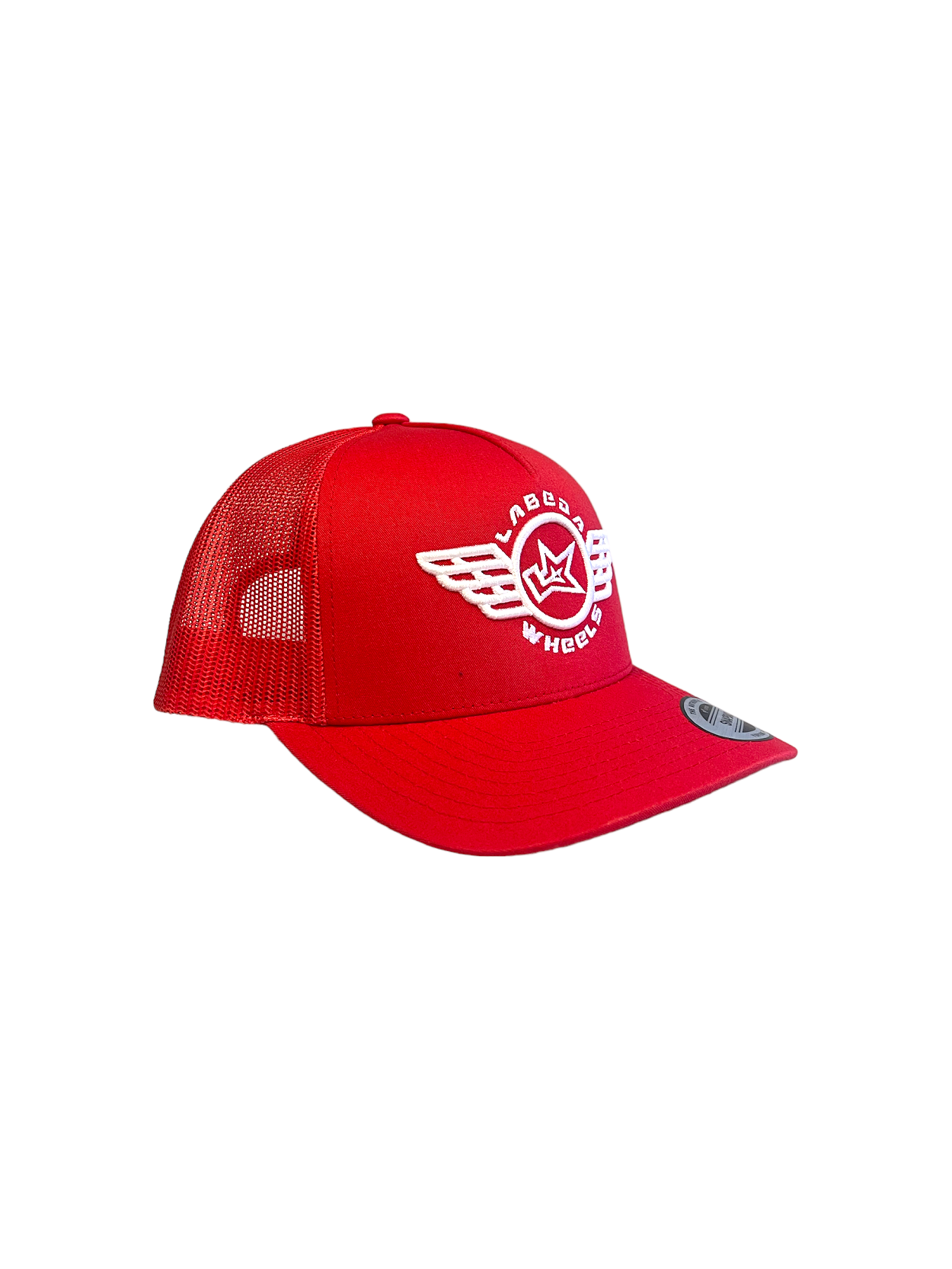 Curve Bill Hat – 5 Panel Retro Trucker Labeda Wings  Red