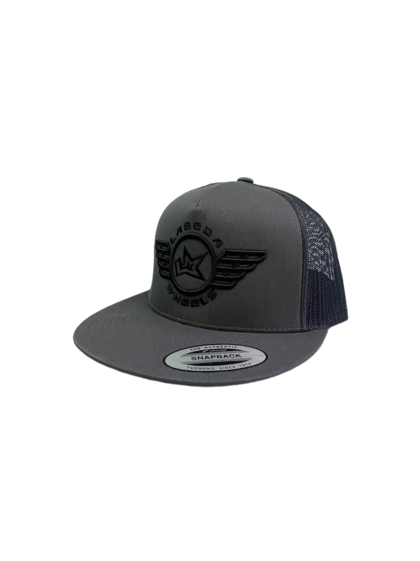Flat Bill Hat – 5 Panel Classic Trucker Labeda Wings Grey