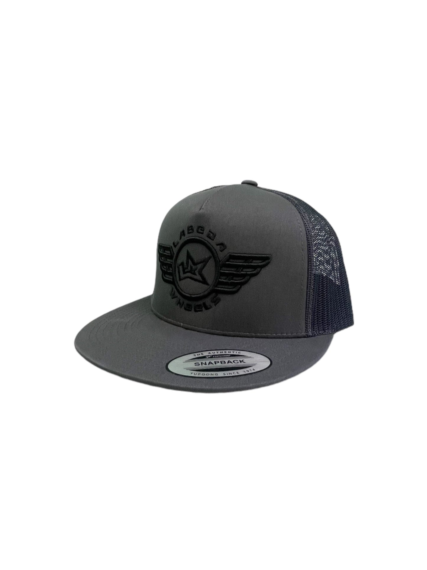 Flat Bill Hat – 5 Panel Classic Trucker Labeda Wings Grey