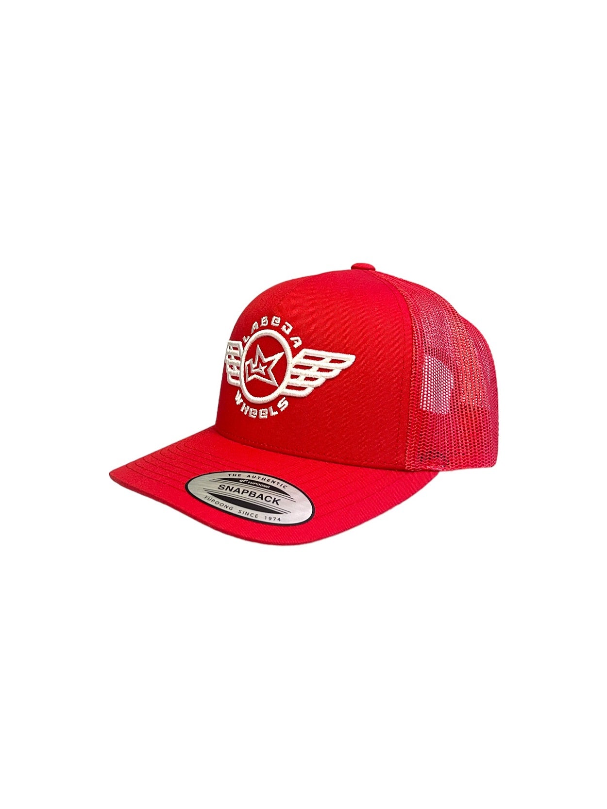 Curve Bill Hat – 5 Panel Retro Trucker Labeda Wings  Red