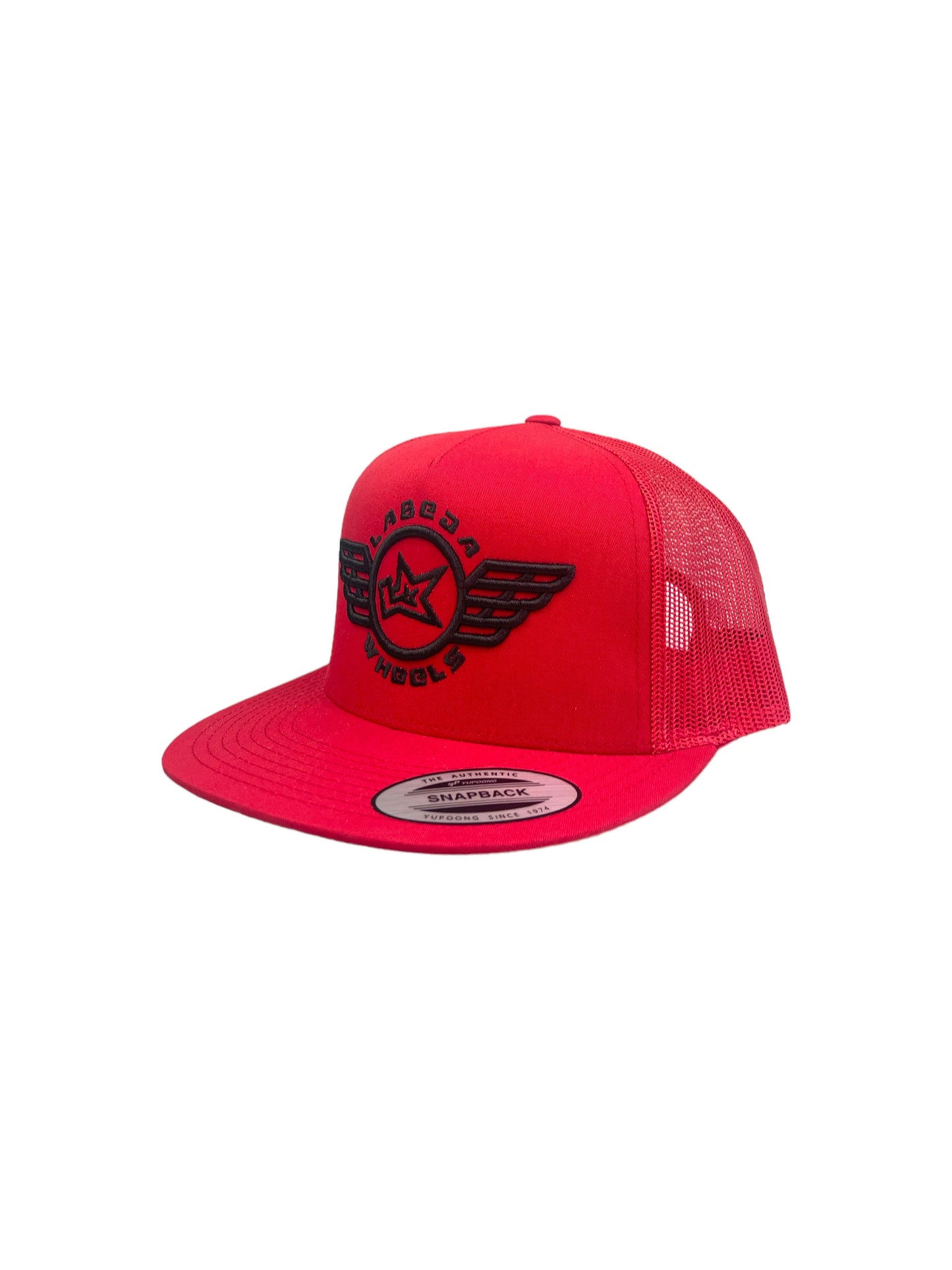 Flat Bill Hat – 5 Panel Classic Trucker Labeda Wings  Red