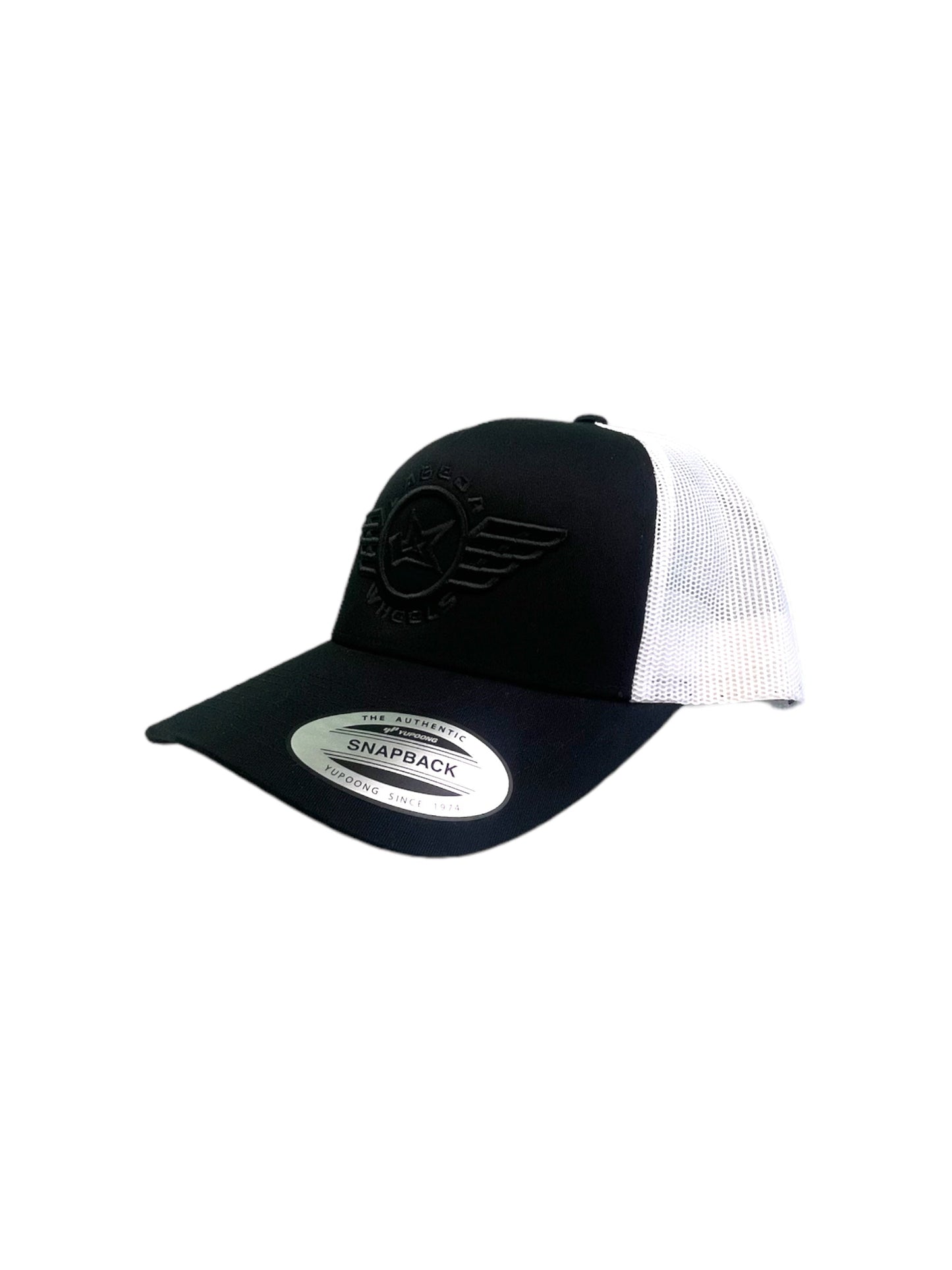 Curve Bill Hat – 5 Panel Retro Trucker Labeda Wings Black