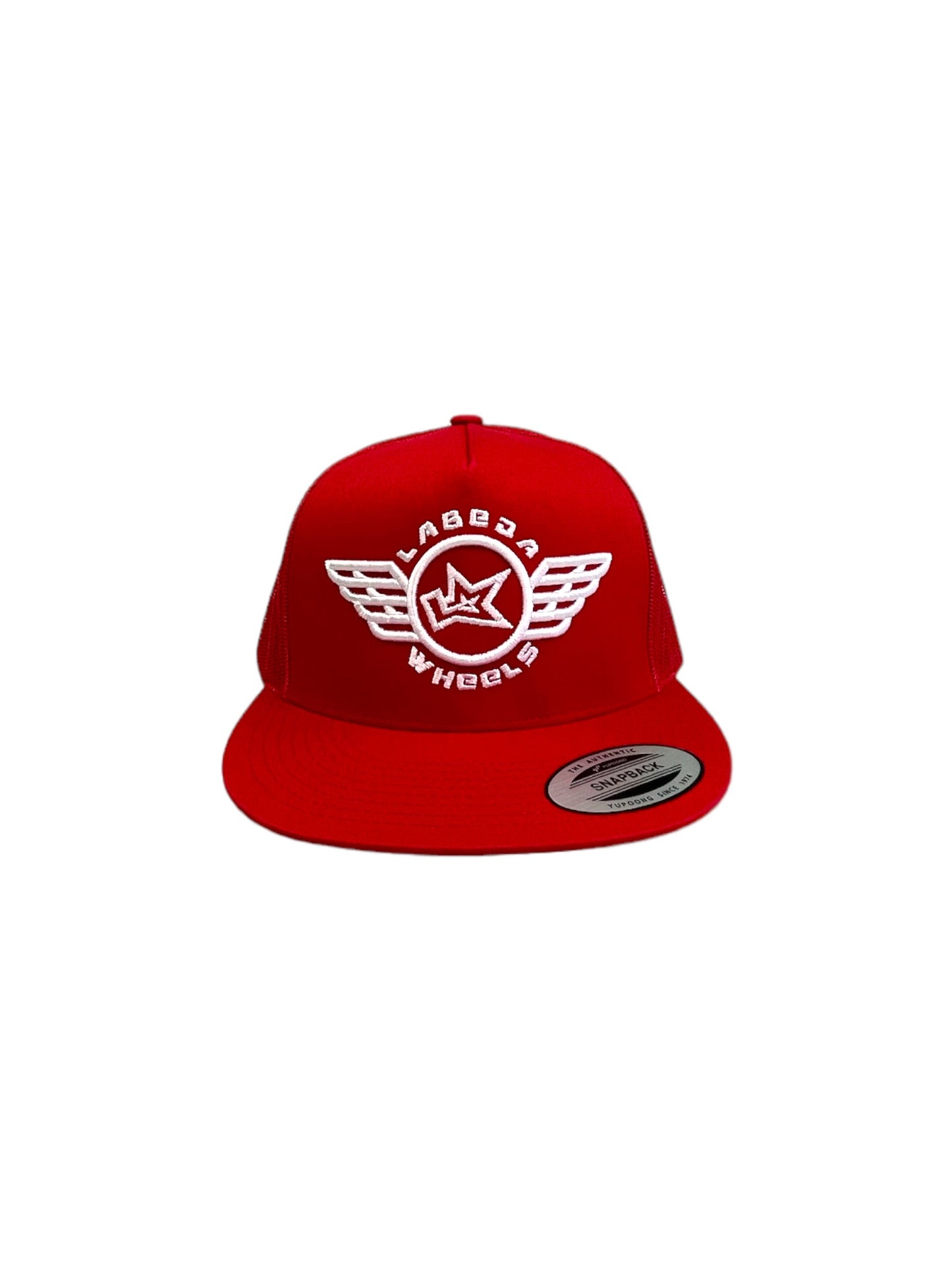 Flat Bill Hat – 5 Panel Classic Trucker Labeda Wings Red/White