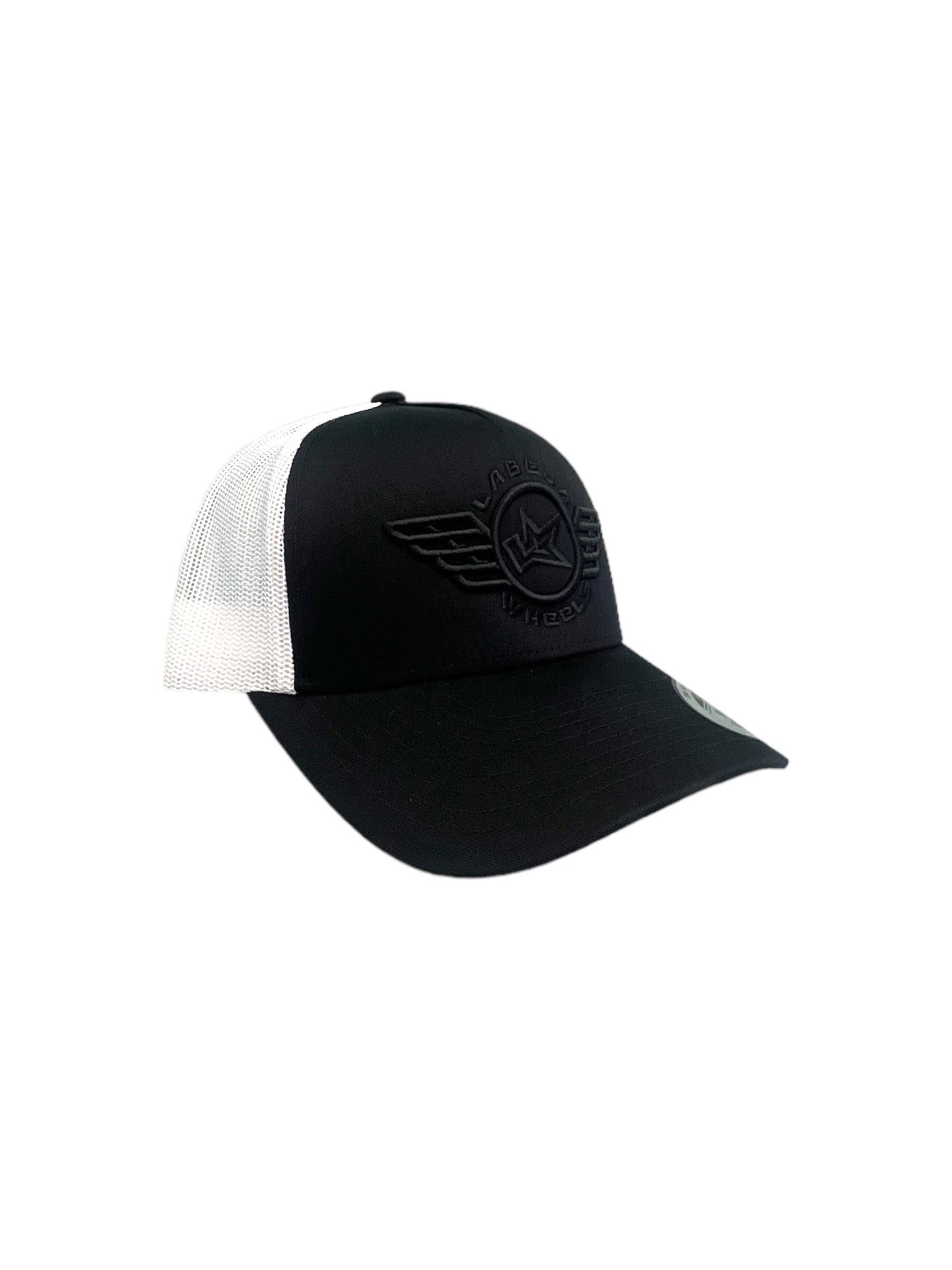 Curve Bill Hat – 5 Panel Retro Trucker Labeda Wings  Black