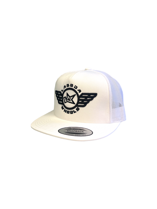 🎁 Flat Bill Hat – 5 Panel Classic Trucker Labeda Wings White (100% off)