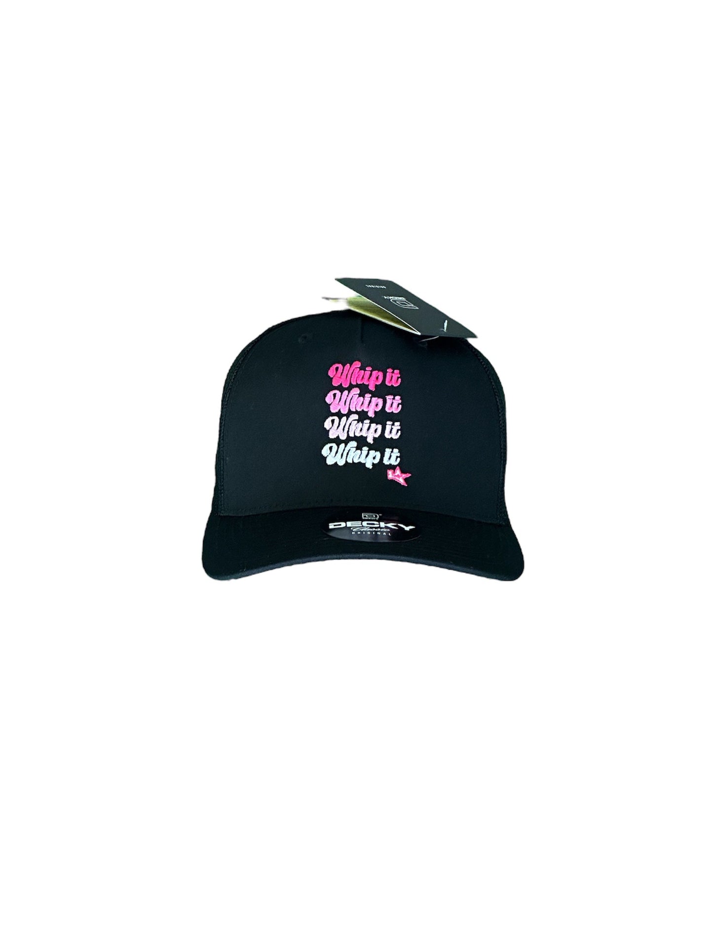 Curve Bill Hat – 5 Panel Retro Trucker Labeda Whip It Black